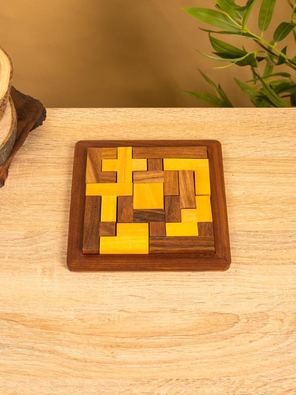 Головоломка «Паззл», 16×16×2 см, дерево шишам