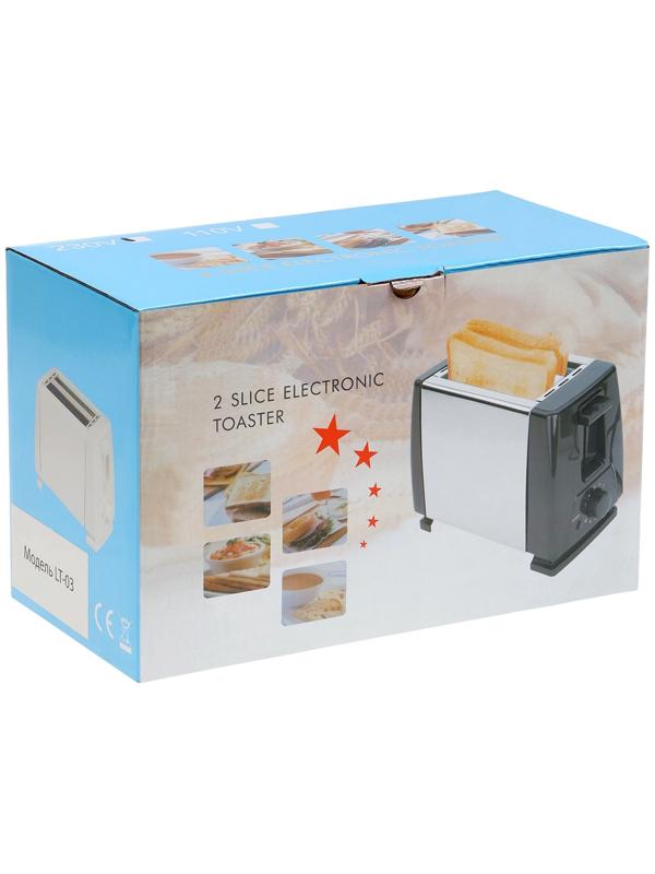 Тостер LT-03, 750 Вт, 6 режимов прожарки, 2 тоста, серебристый