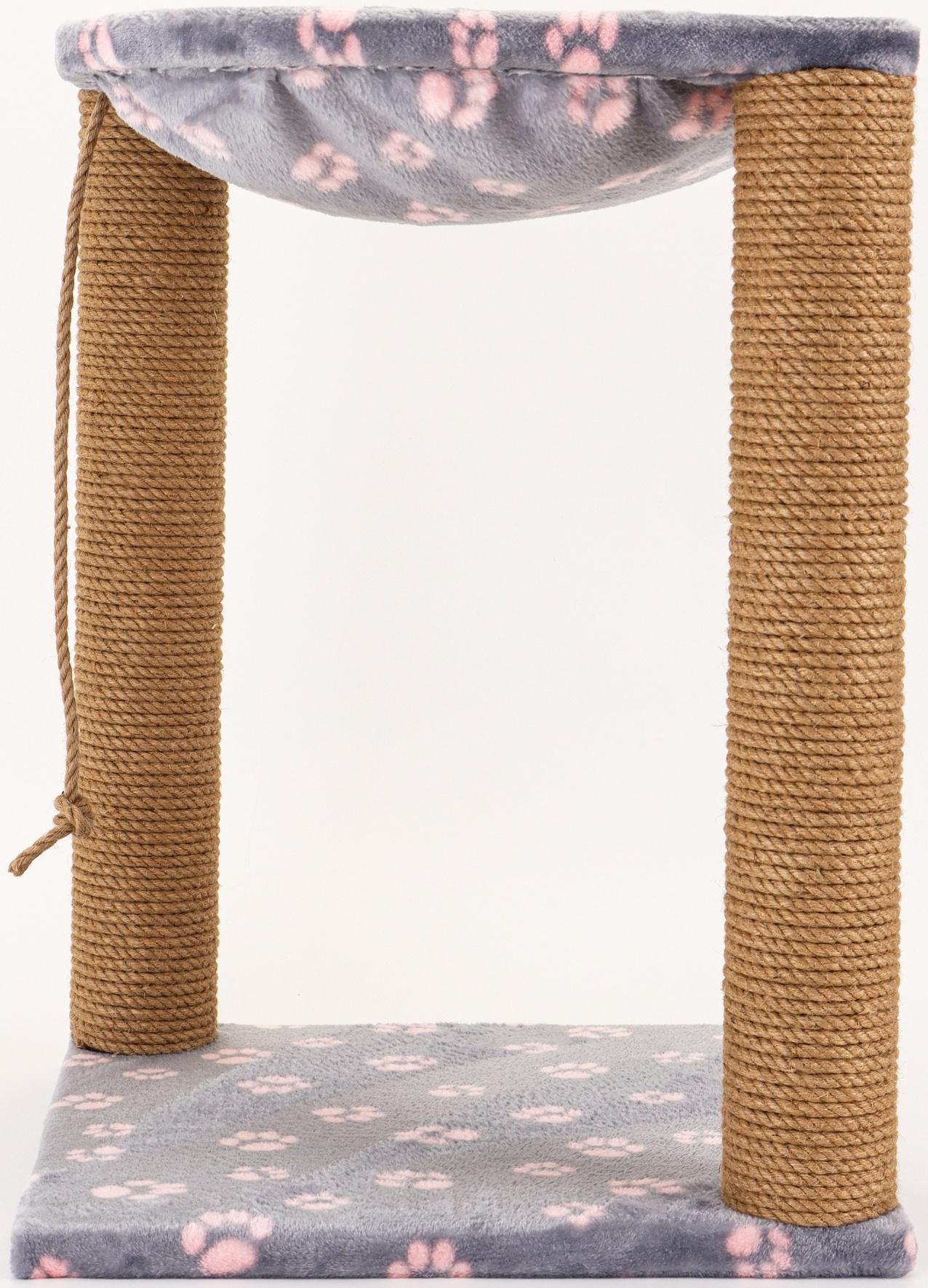 Когтеточка «Зверьё Моё» c гамаком, 40×40×50 см, джут, розовая пантера