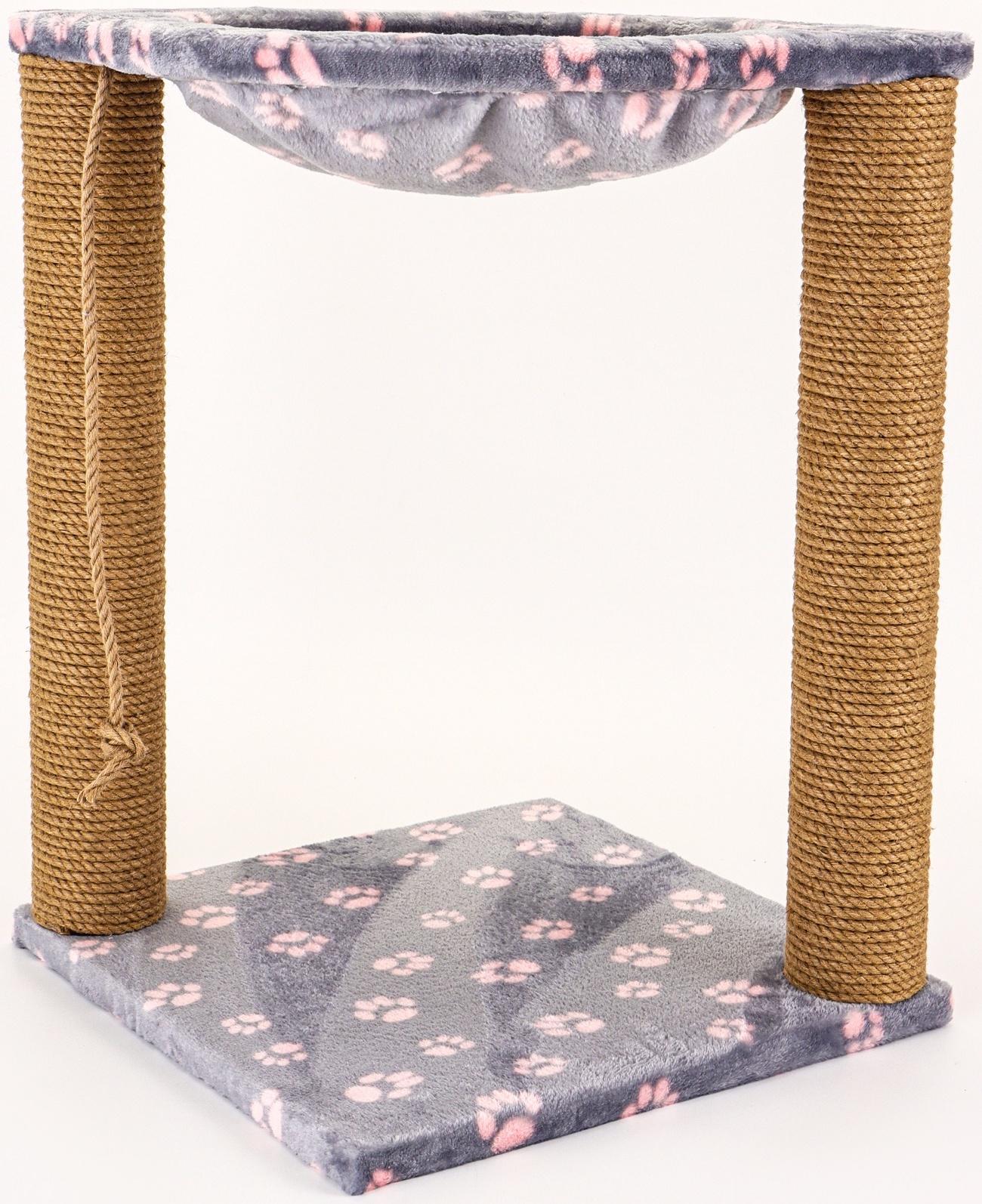 Когтеточка «Зверьё Моё» c гамаком, 40×40×50 см, джут, розовая пантера