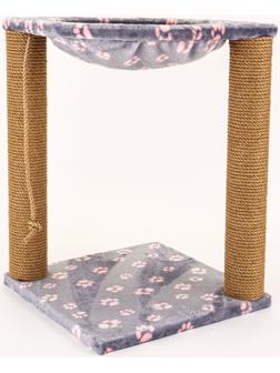 Когтеточка «Зверьё Моё» c гамаком, 40×40×50 см, джут, розовая пантера