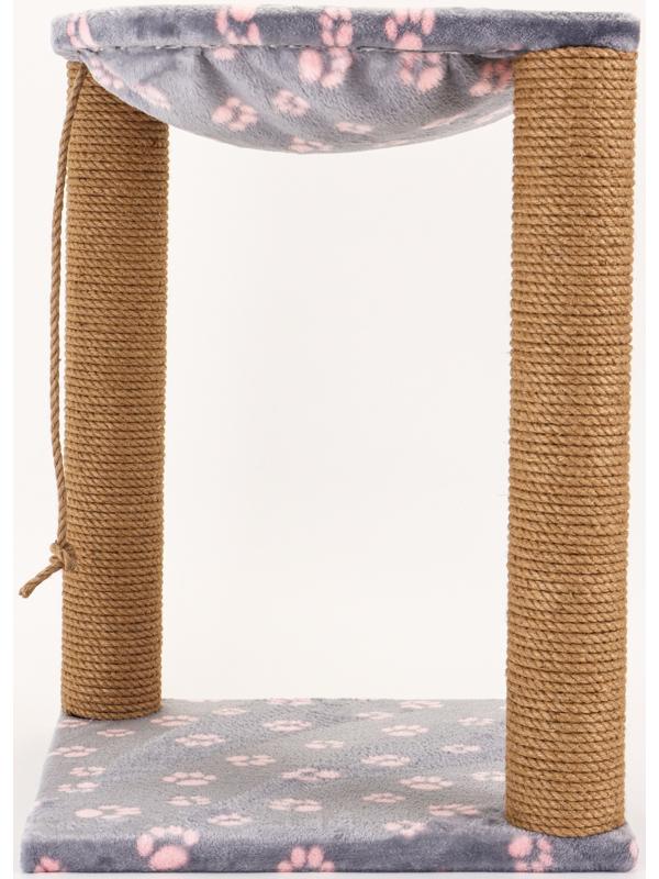 Когтеточка «Зверьё Моё» c гамаком, 40×40×50 см, джут, розовая пантера