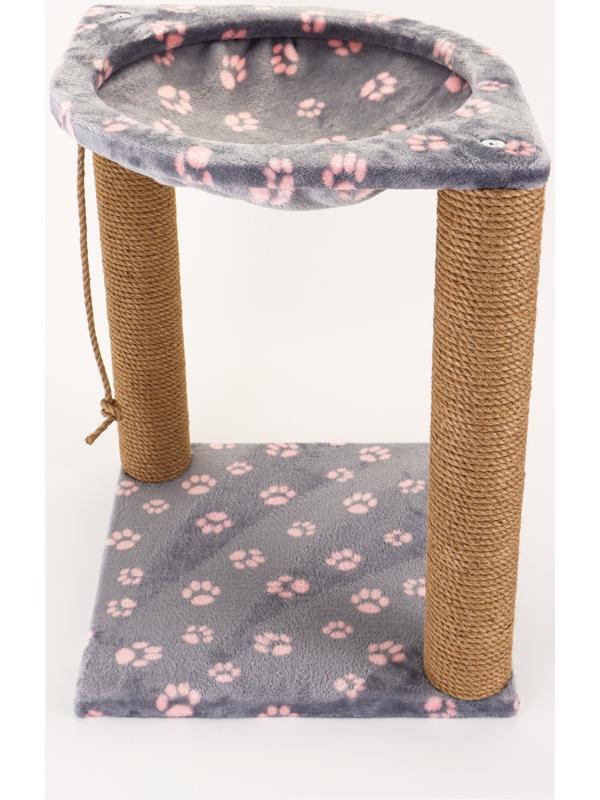 Когтеточка «Зверьё Моё» c гамаком, 40×40×50 см, джут, розовая пантера