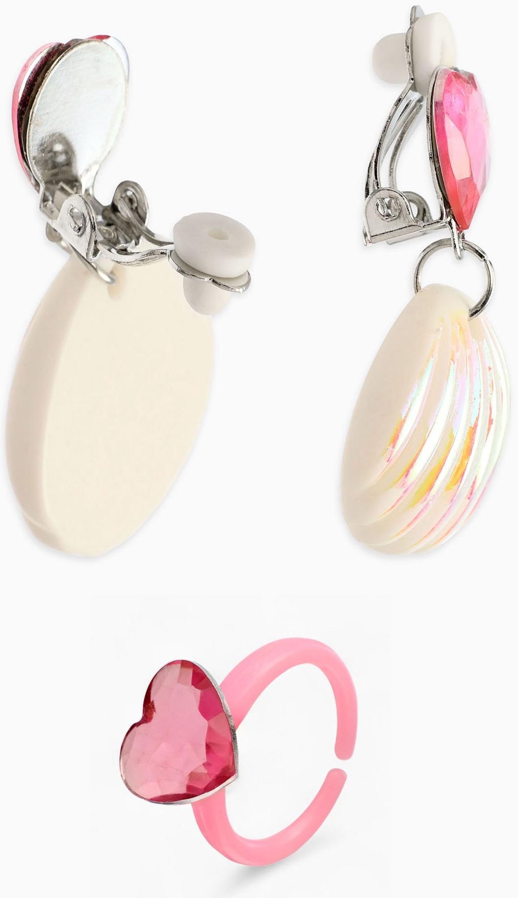 Набор детский «Выбражулька. Русалочка», 4 предмета: клипсы, кольцо, браслет, бусы, бело-розовый