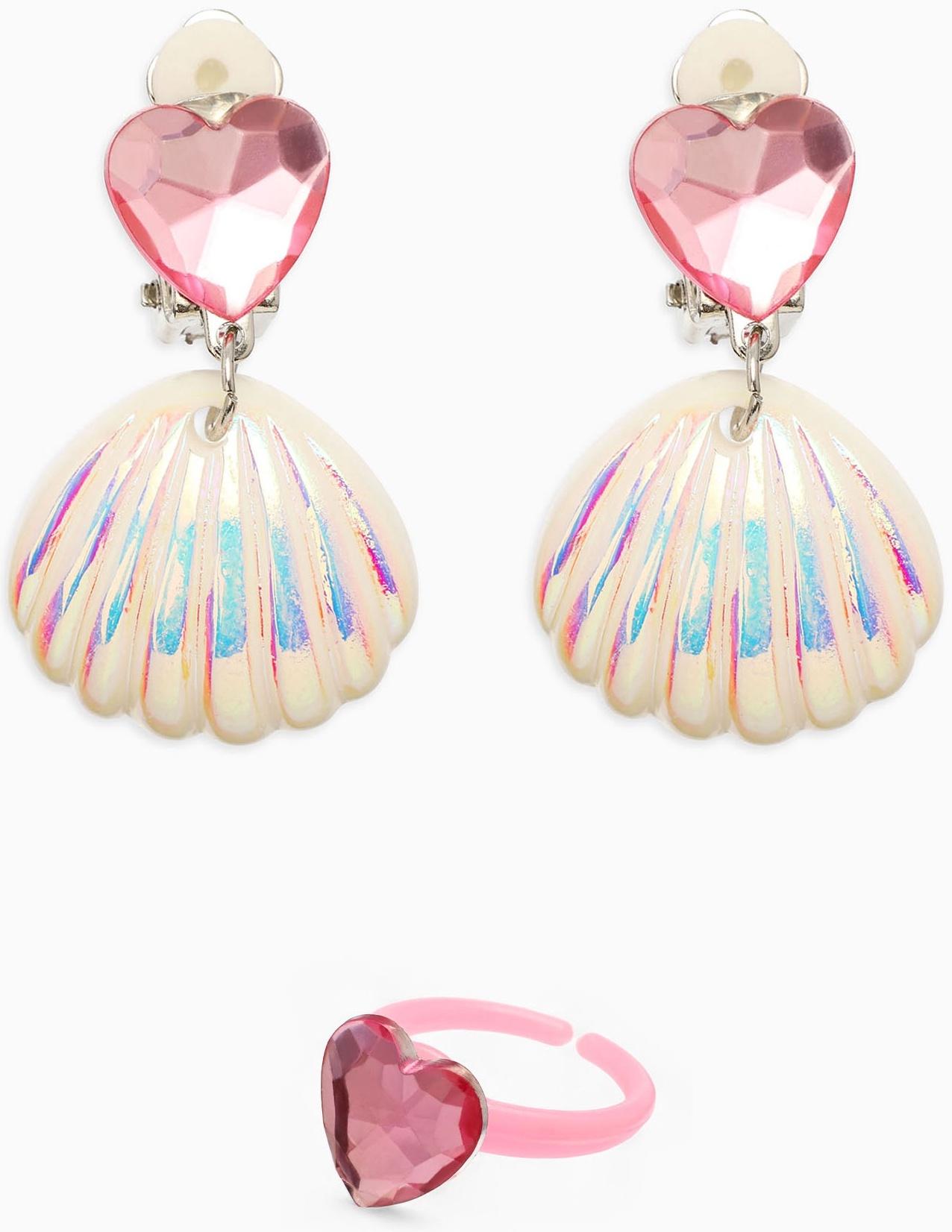 Набор детский «Выбражулька. Русалочка», 4 предмета: клипсы, кольцо, браслет, бусы, бело-розовый