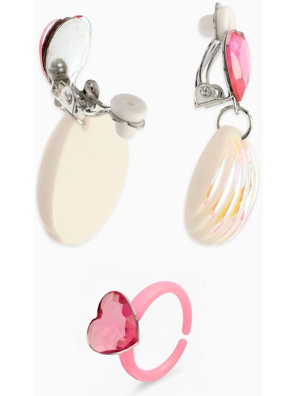 Набор детский «Выбражулька. Русалочка», 4 предмета: клипсы, кольцо, браслет, бусы, бело-розовый