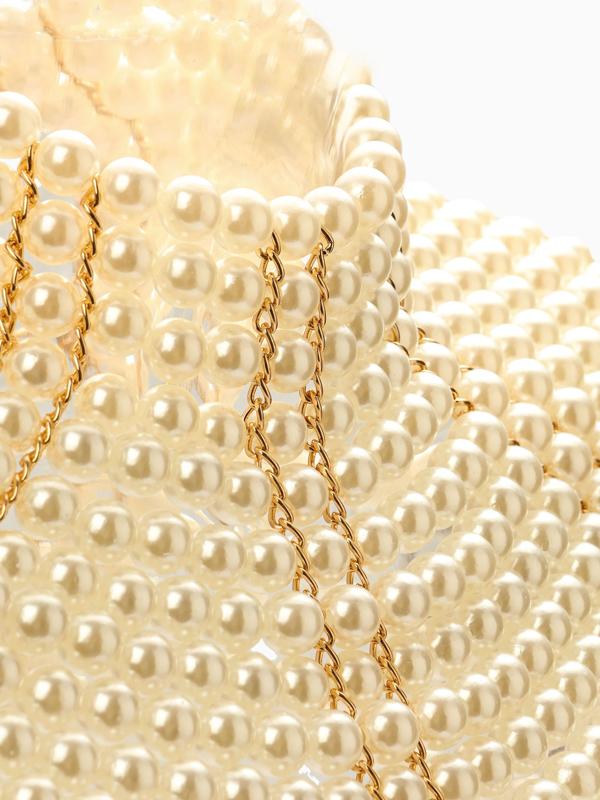 Бодичейн жемчуг «Богема» на тело, d=1.2 см, белый в золоте