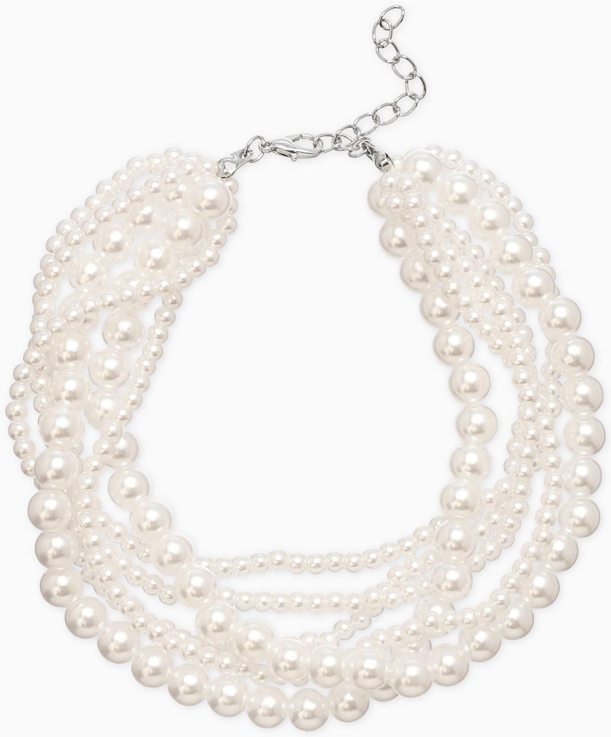 Обвес на штаны «Бусины жемчужные», 25 см, белый в серебре