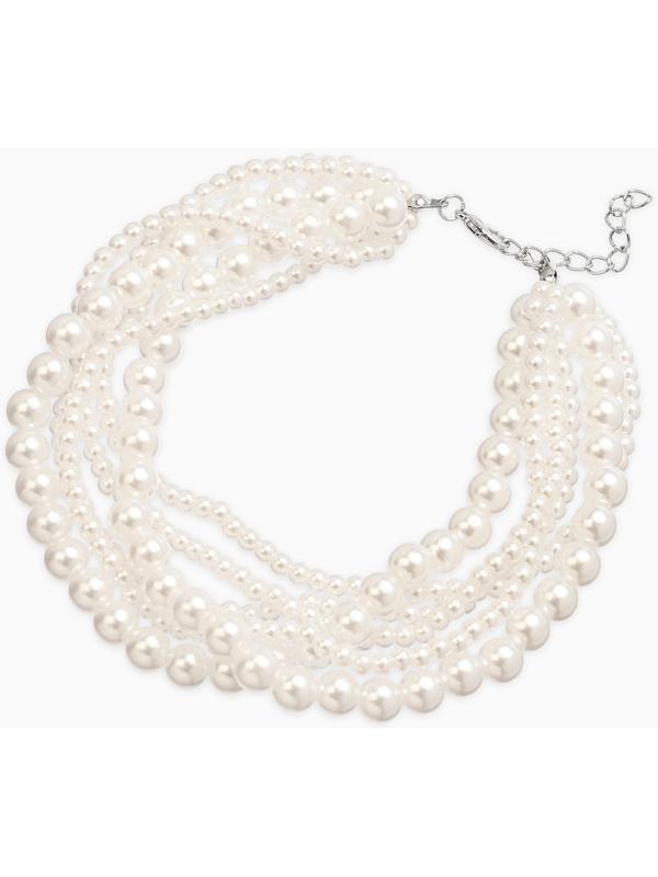 Обвес на штаны «Бусины жемчужные», 25 см, белый в серебре