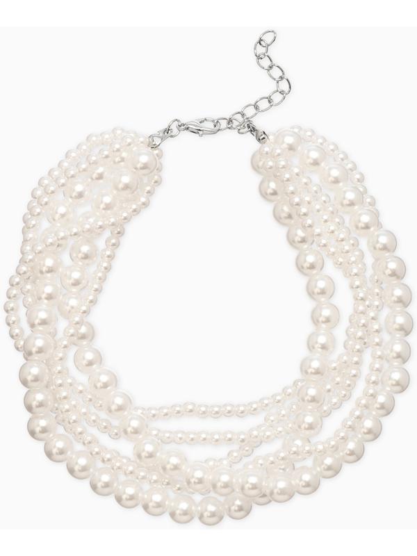 Обвес на штаны «Бусины жемчужные», 25 см, белый в серебре