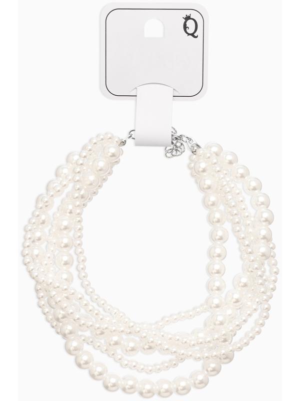 Обвес на штаны «Бусины жемчужные», 25 см, белый в серебре