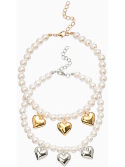 Обвес на штаны «Сердечки», набор 2 шт. цвет золото, серебро