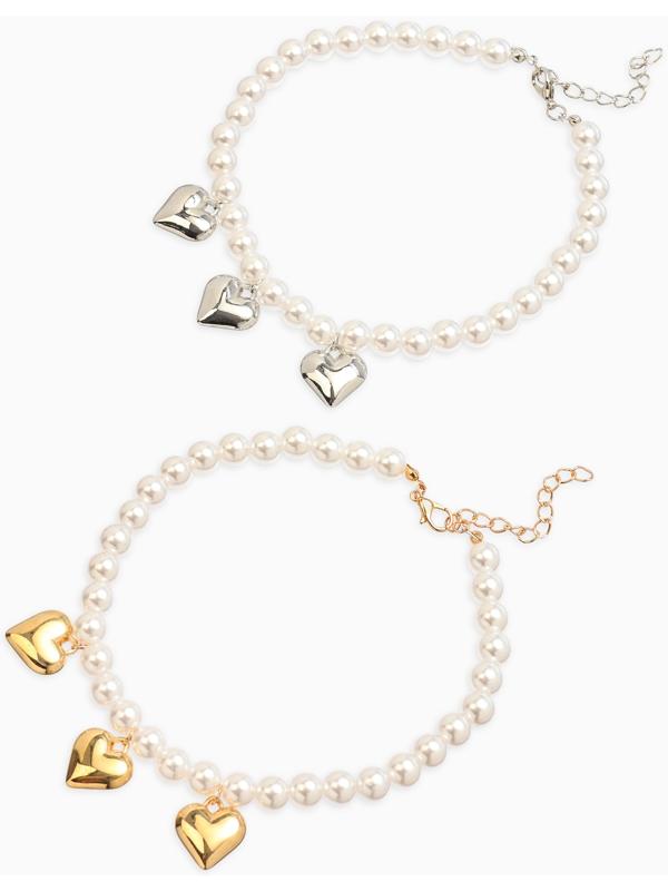 Обвес на штаны «Сердечки», набор 2 шт. цвет золото, серебро