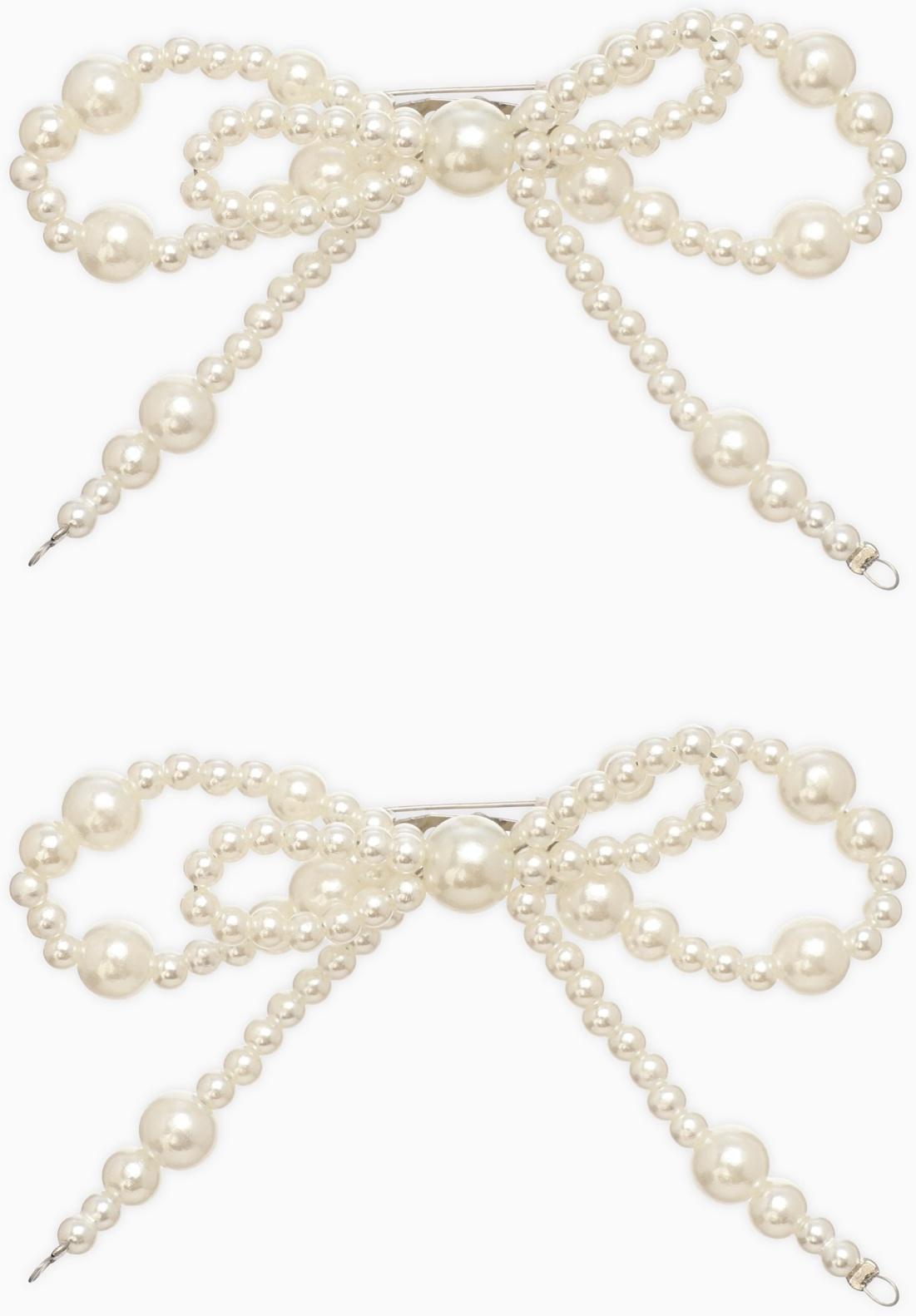 Обвес на штаны «Бантики», на булавке, набор 2 шт. белый в серебре