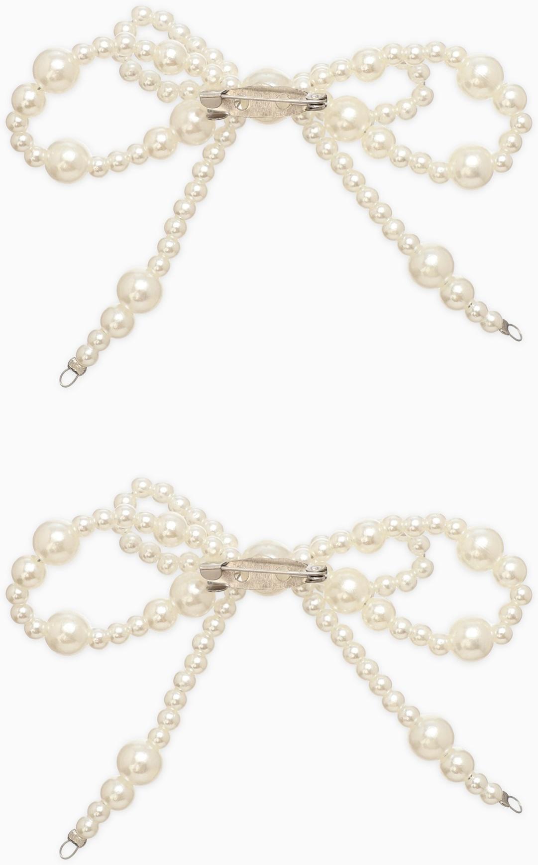 Обвес на штаны «Бантики», на булавке, набор 2 шт. белый в серебре