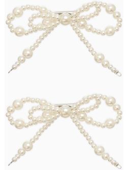 Обвес на штаны «Бантики», на булавке, набор 2 шт. белый в серебре