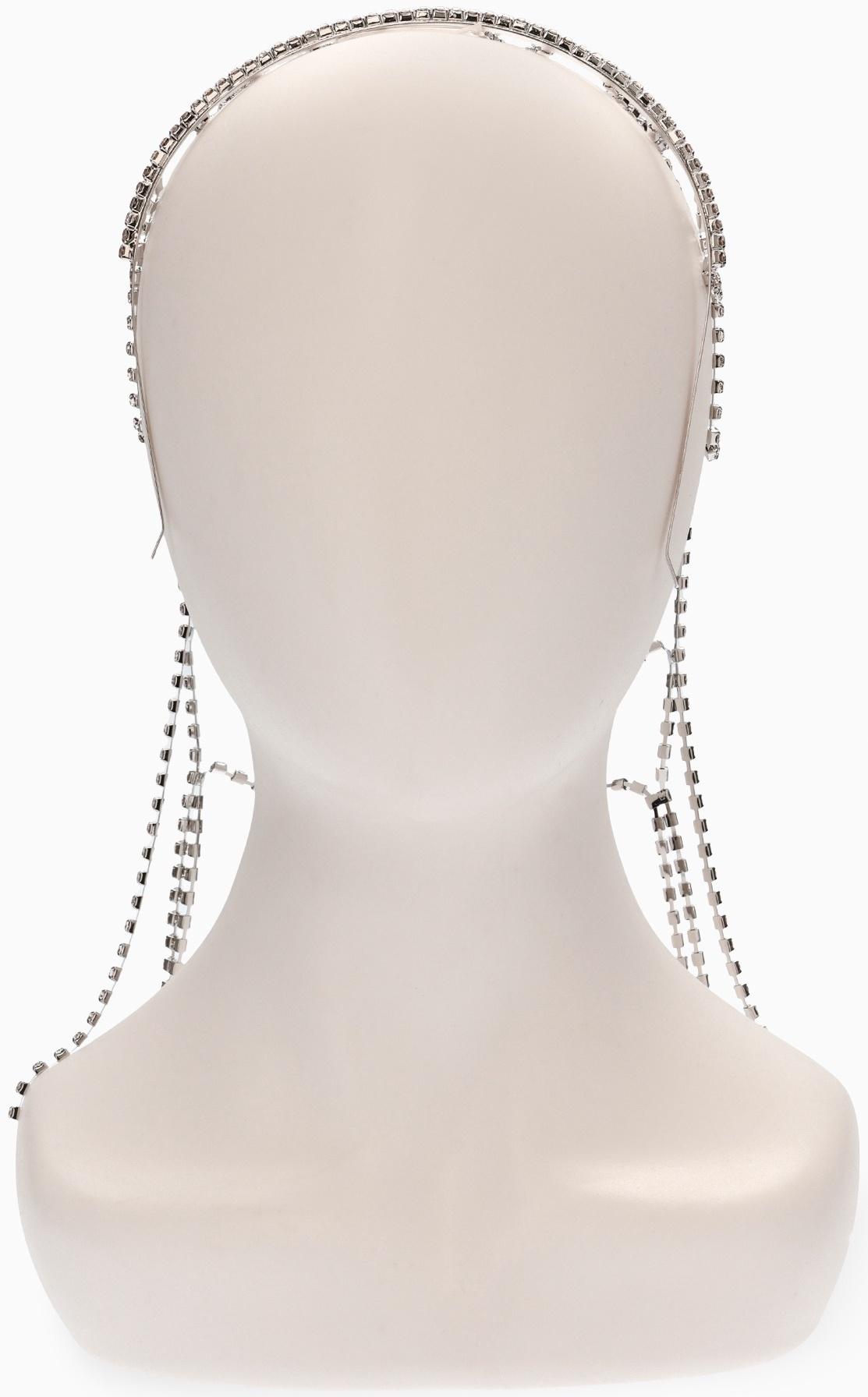 Украшение для волос «Паутина» 44 см, белое в серебре