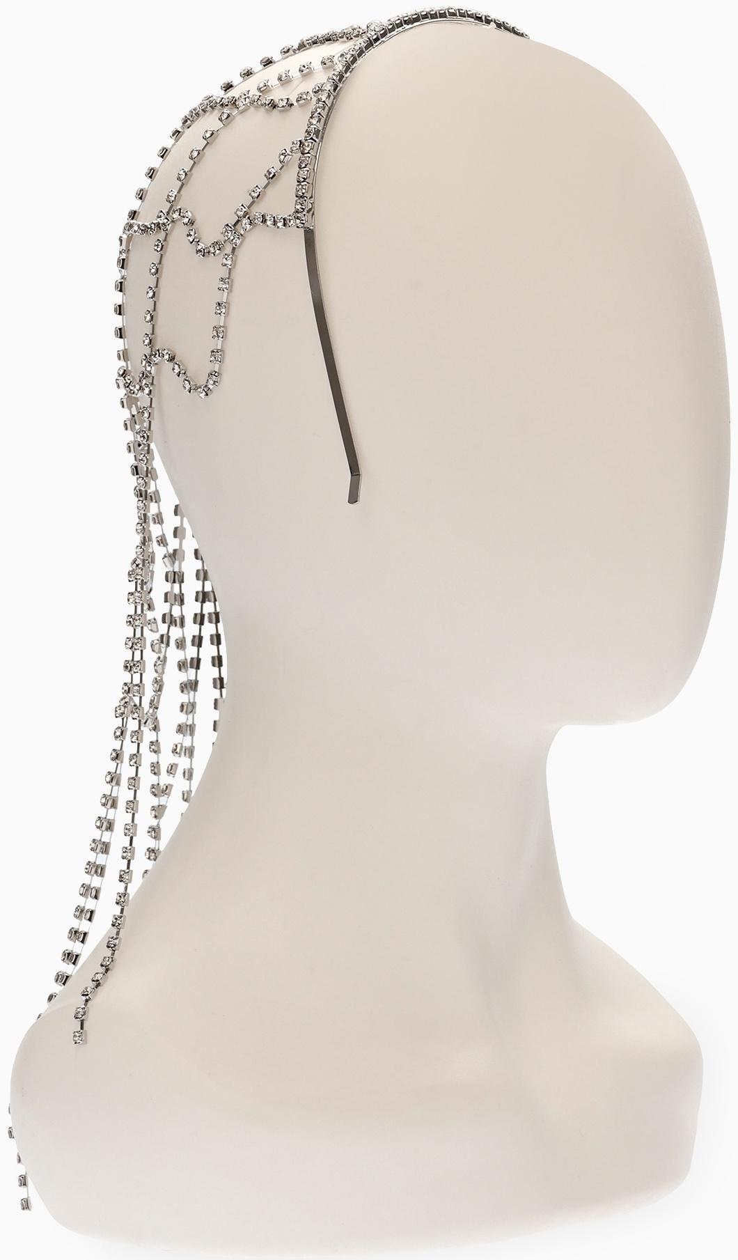 Украшение для волос «Паутина» 44 см, белое в серебре