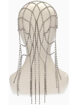 Украшение для волос «Паутина» 44 см, белое в серебре