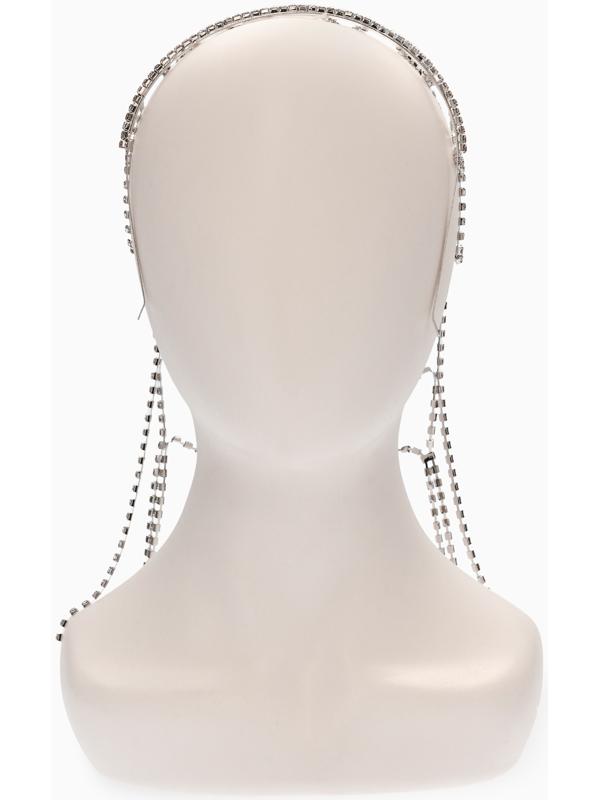 Украшение для волос «Паутина» 44 см, белое в серебре