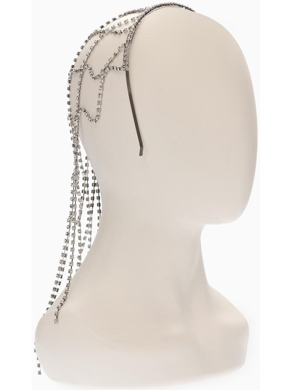 Украшение для волос «Паутина» 44 см, белое в серебре