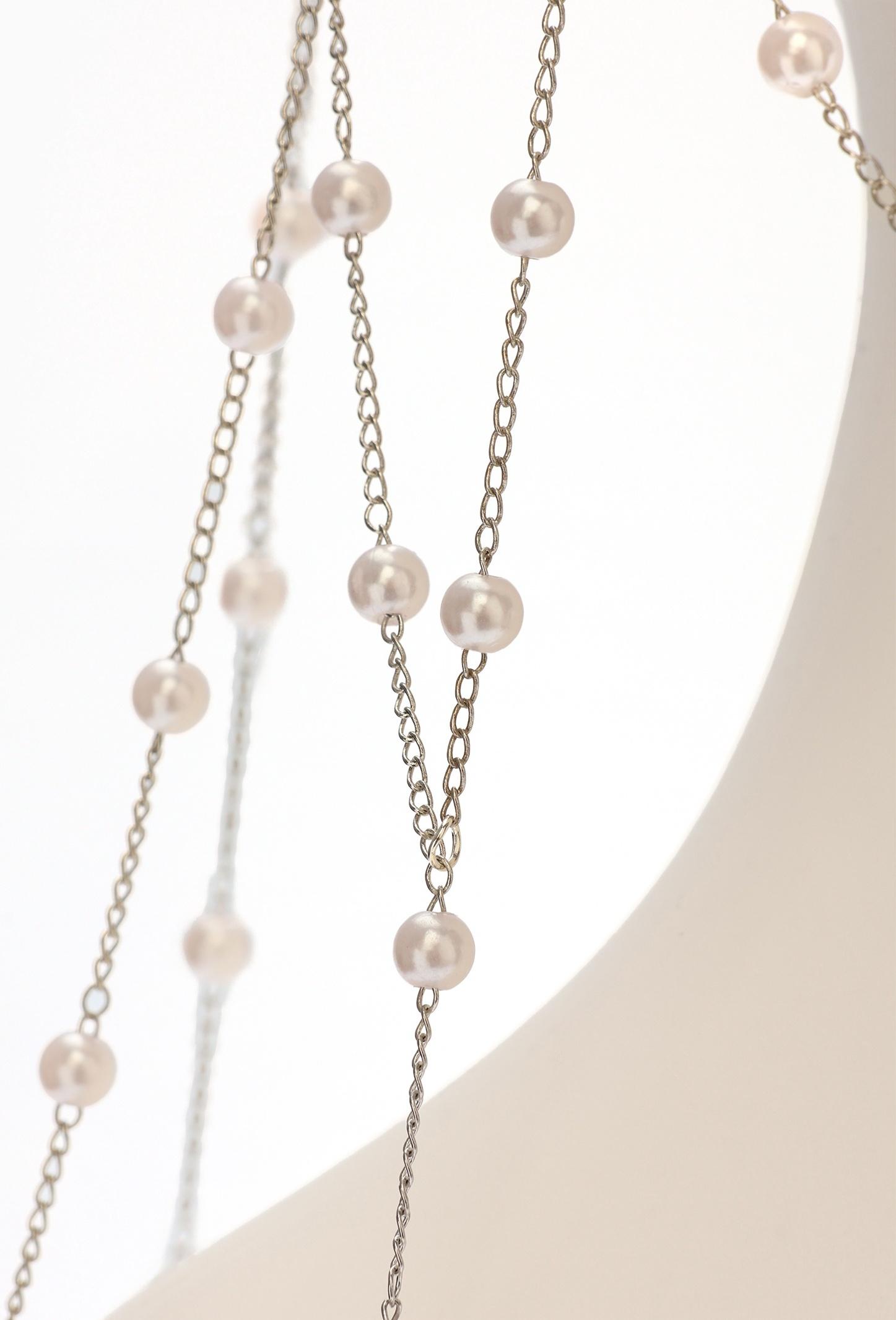 Украшение для волос «Паутина», с бусинами, 55 см, белое в серебре