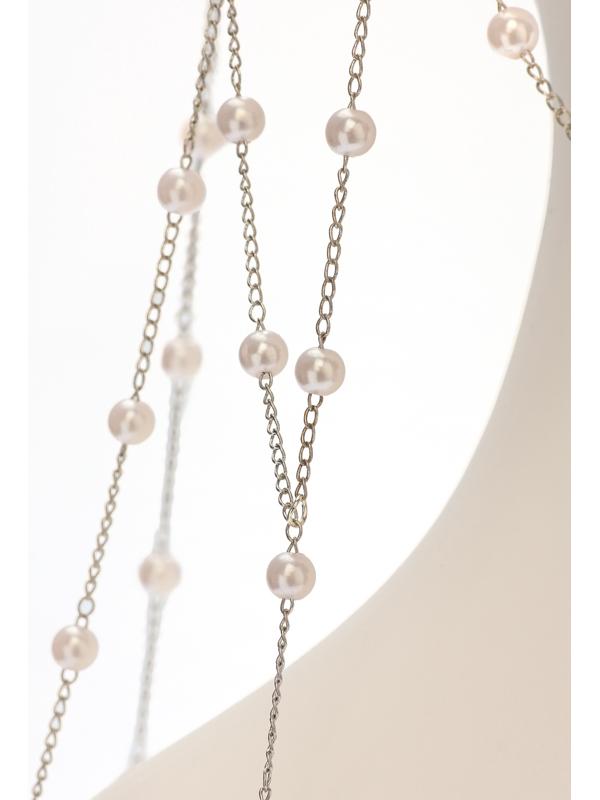 Украшение для волос «Паутина», с бусинами, 55 см, белое в серебре