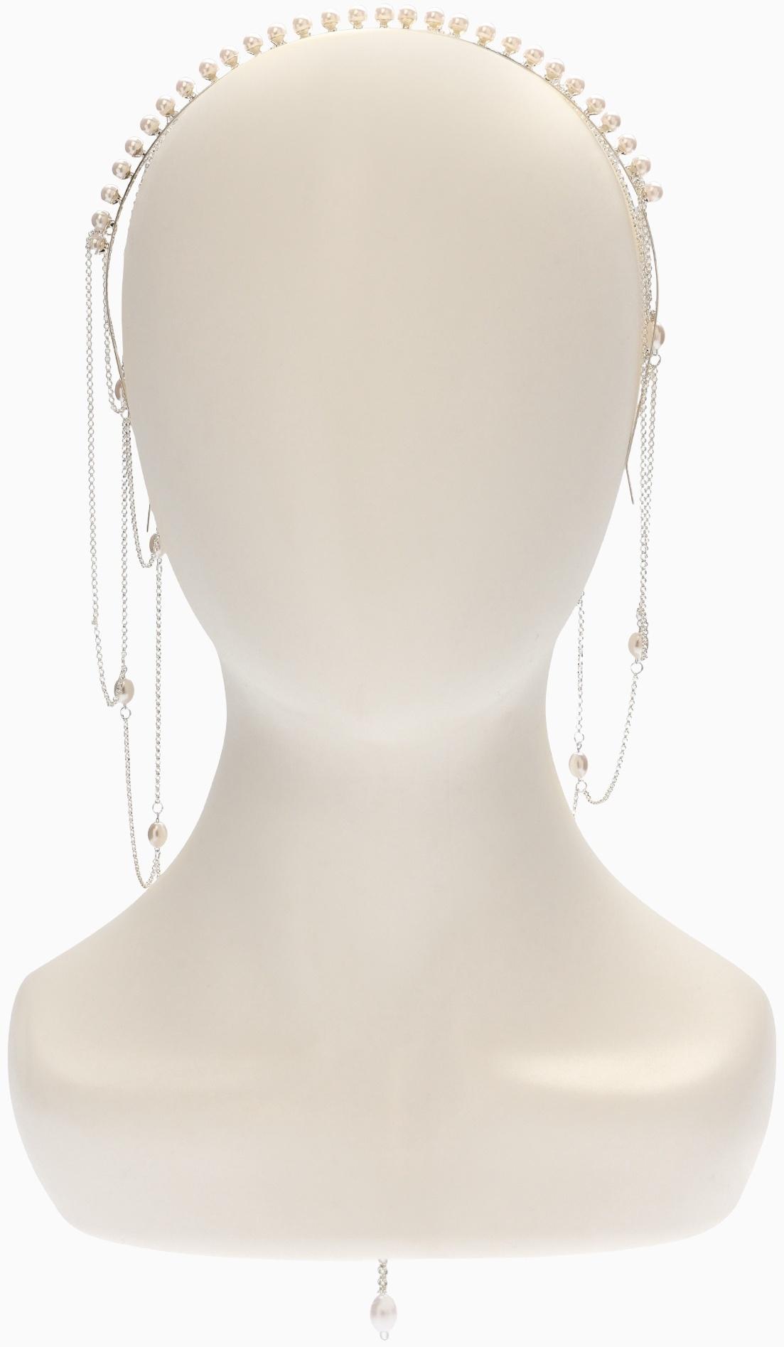 Украшение для волос «Паутина» 44 см, белое в серебре