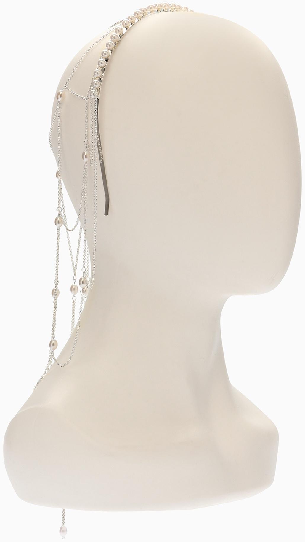 Украшение для волос «Паутина» 44 см, белое в серебре