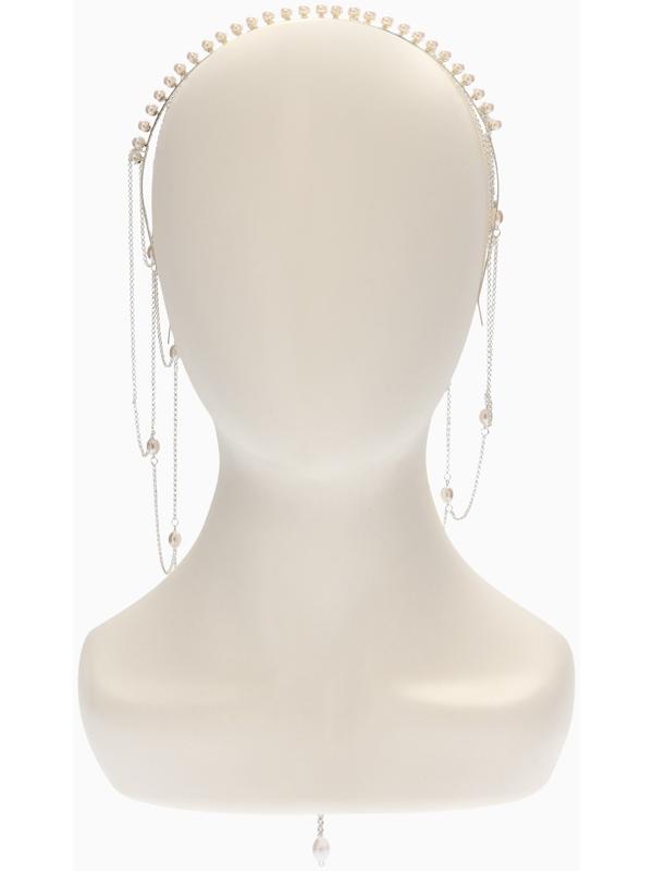 Украшение для волос «Паутина» 44 см, белое в серебре