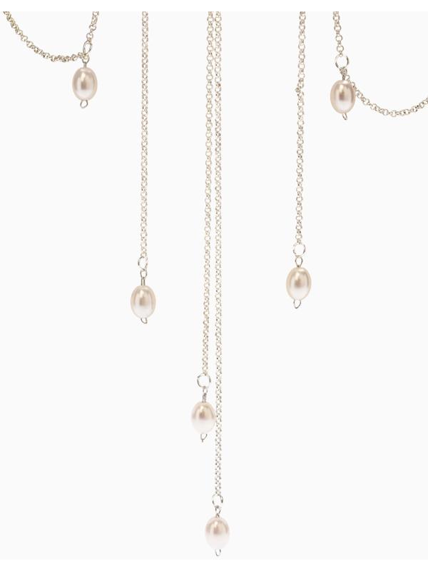 Украшение для волос «Паутина» 44 см, белое в серебре