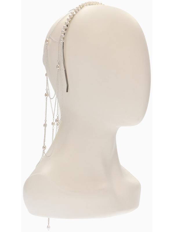 Украшение для волос «Паутина» 44 см, белое в серебре