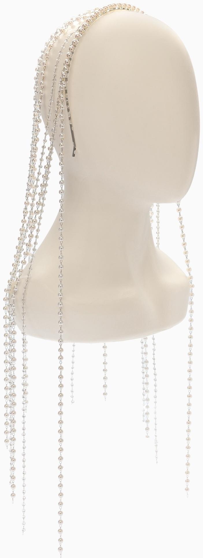 Украшение для волос «Паутина», 50 см, белое в серебре