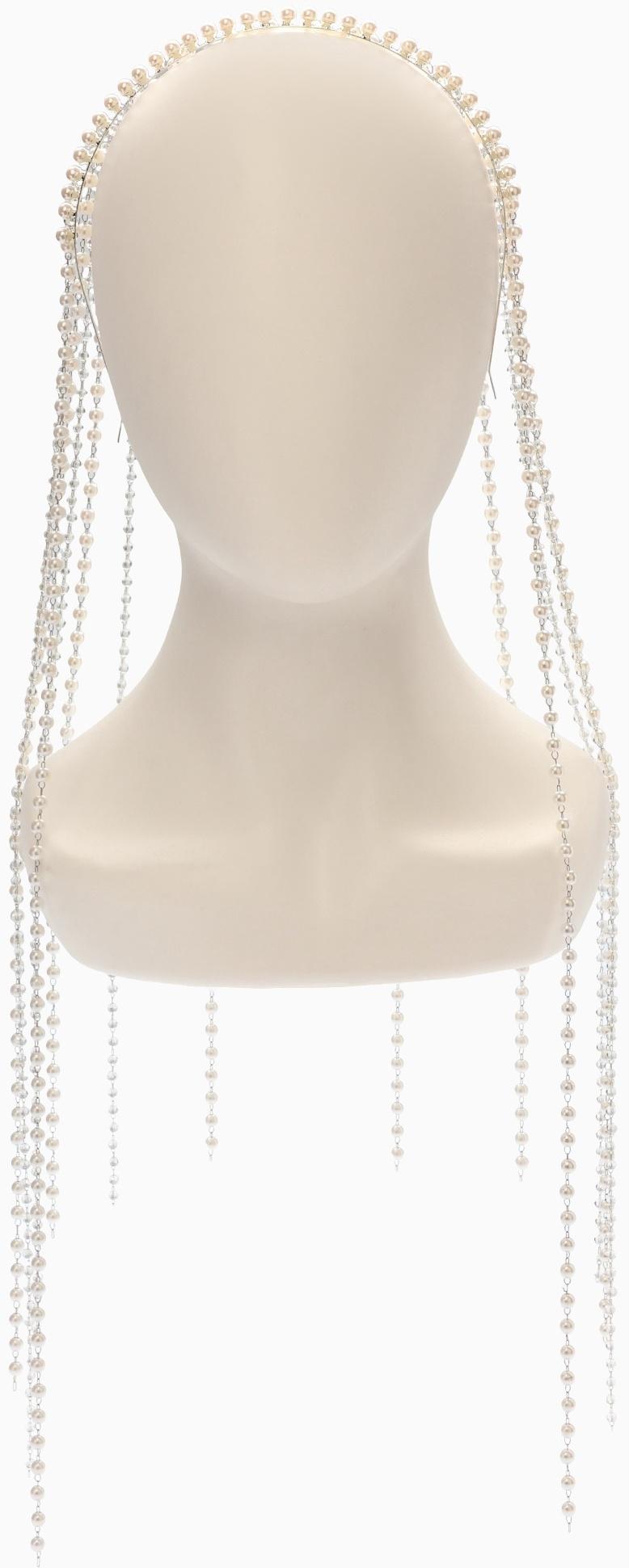 Украшение для волос «Паутина», 50 см, белое в серебре