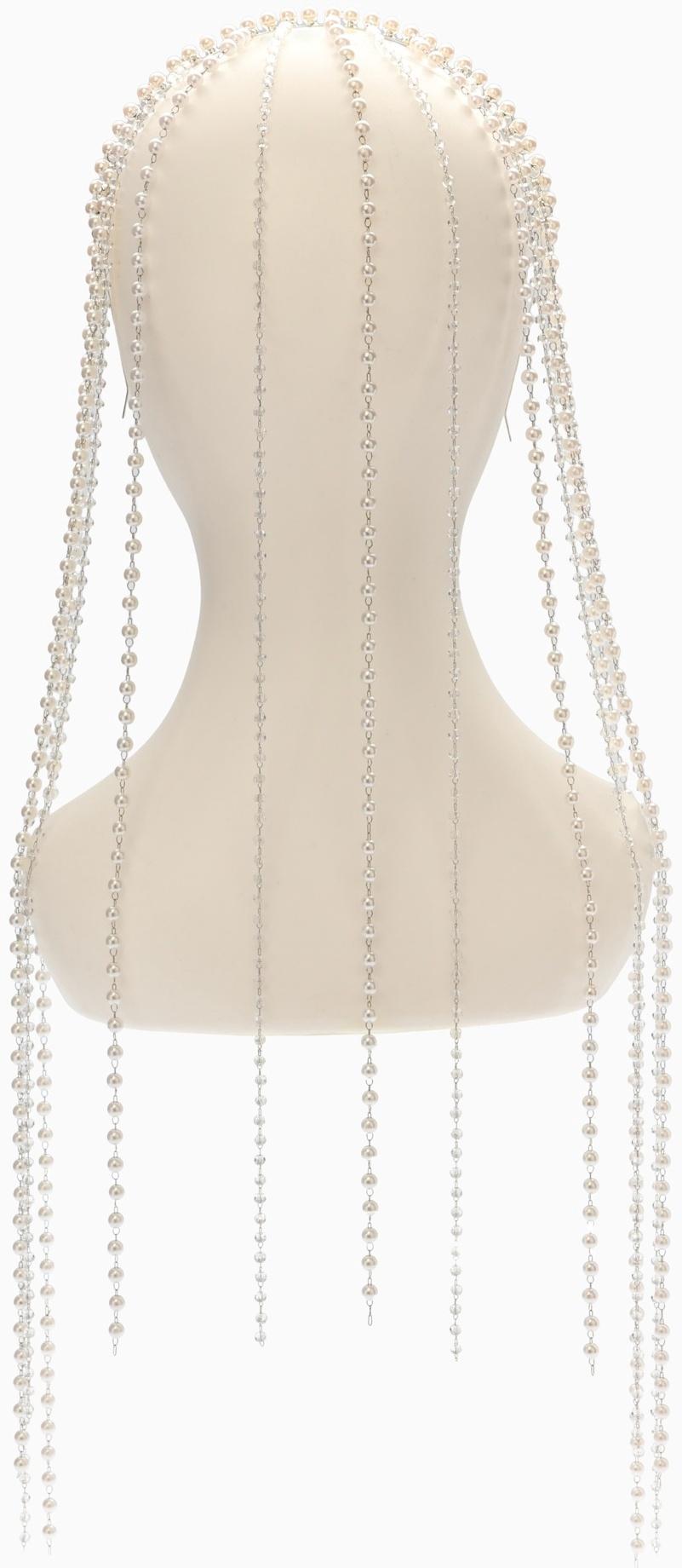 Украшение для волос «Паутина», 50 см, белое в серебре