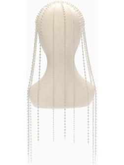 Украшение для волос «Паутина», 50 см, белое в серебре