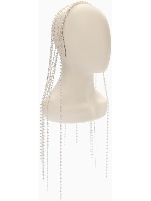 Украшение для волос «Паутина», 50 см, белое в серебре