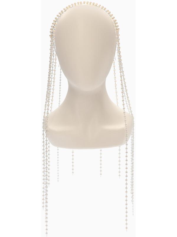 Украшение для волос «Паутина», 50 см, белое в серебре