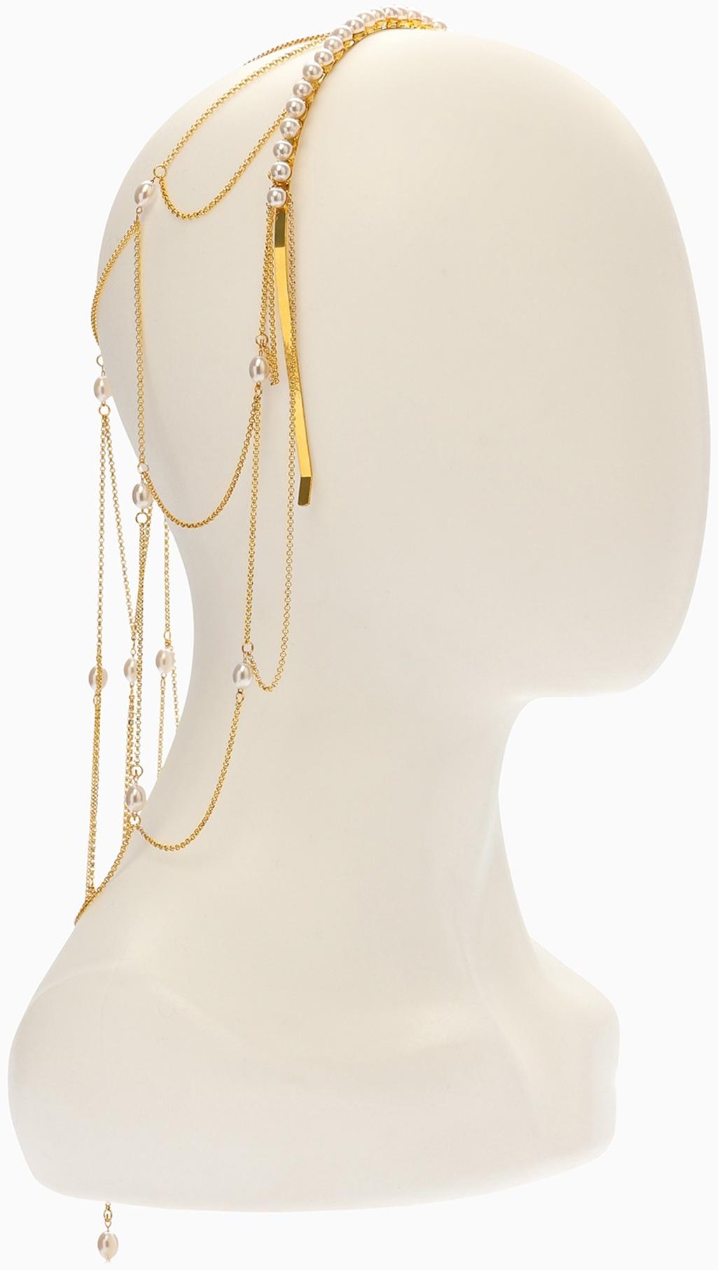 Украшение для волос «Паутина» 44 см, белое в золоте