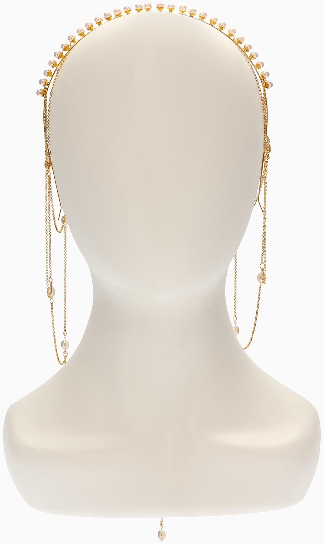 Украшение для волос «Паутина» 44 см, белое в золоте