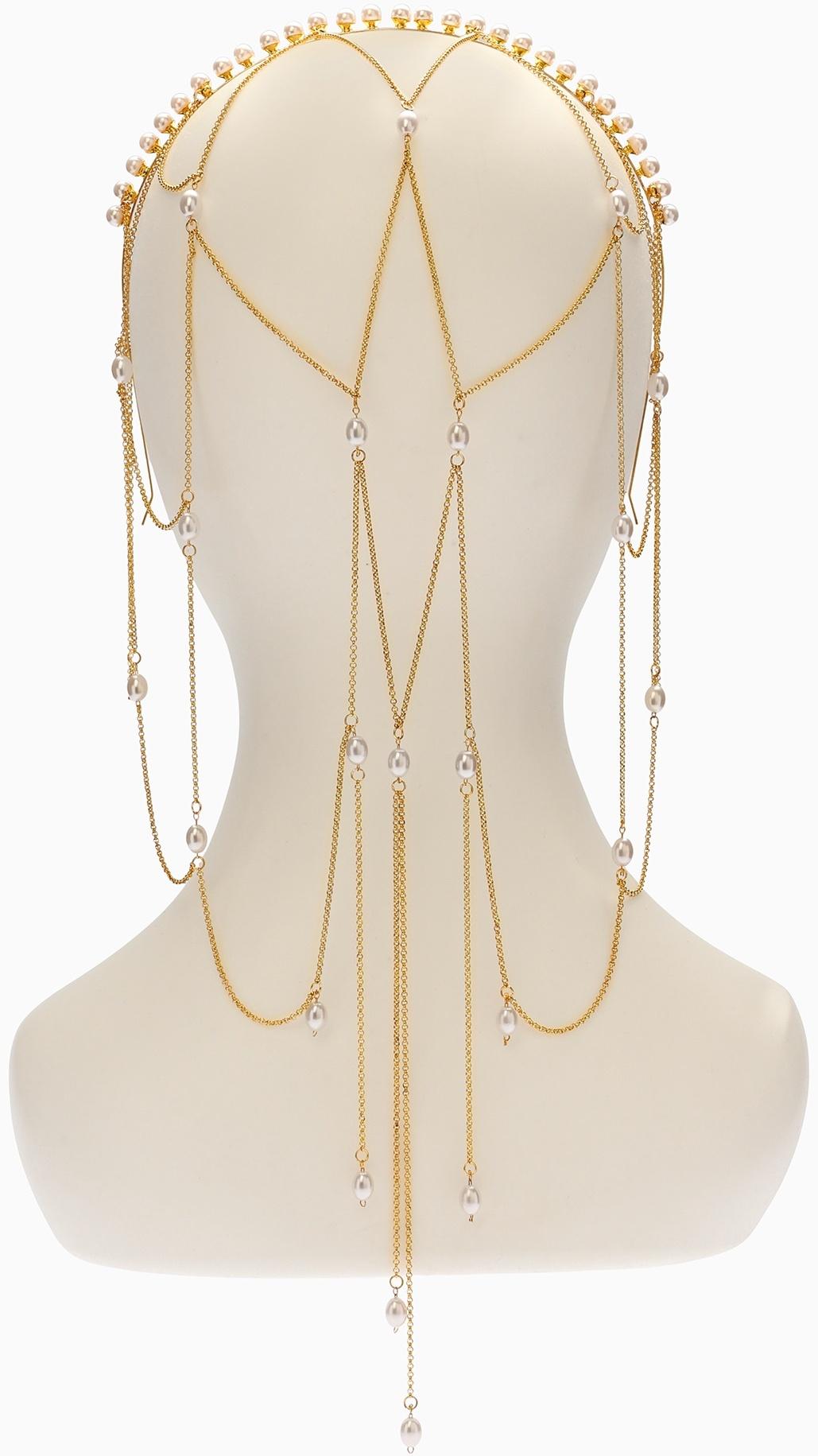 Украшение для волос «Паутина» 44 см, белое в золоте