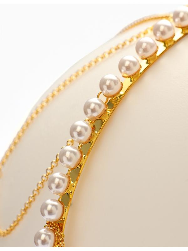 Украшение для волос «Паутина» 44 см, белое в золоте