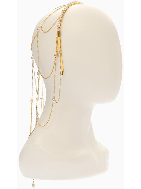 Украшение для волос «Паутина» 44 см, белое в золоте