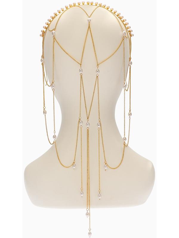 Украшение для волос «Паутина» 44 см, белое в золоте