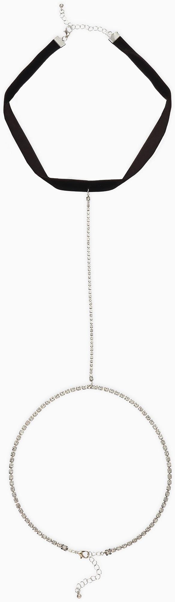 Бодичейн на бедро со стразами, белая в серебре