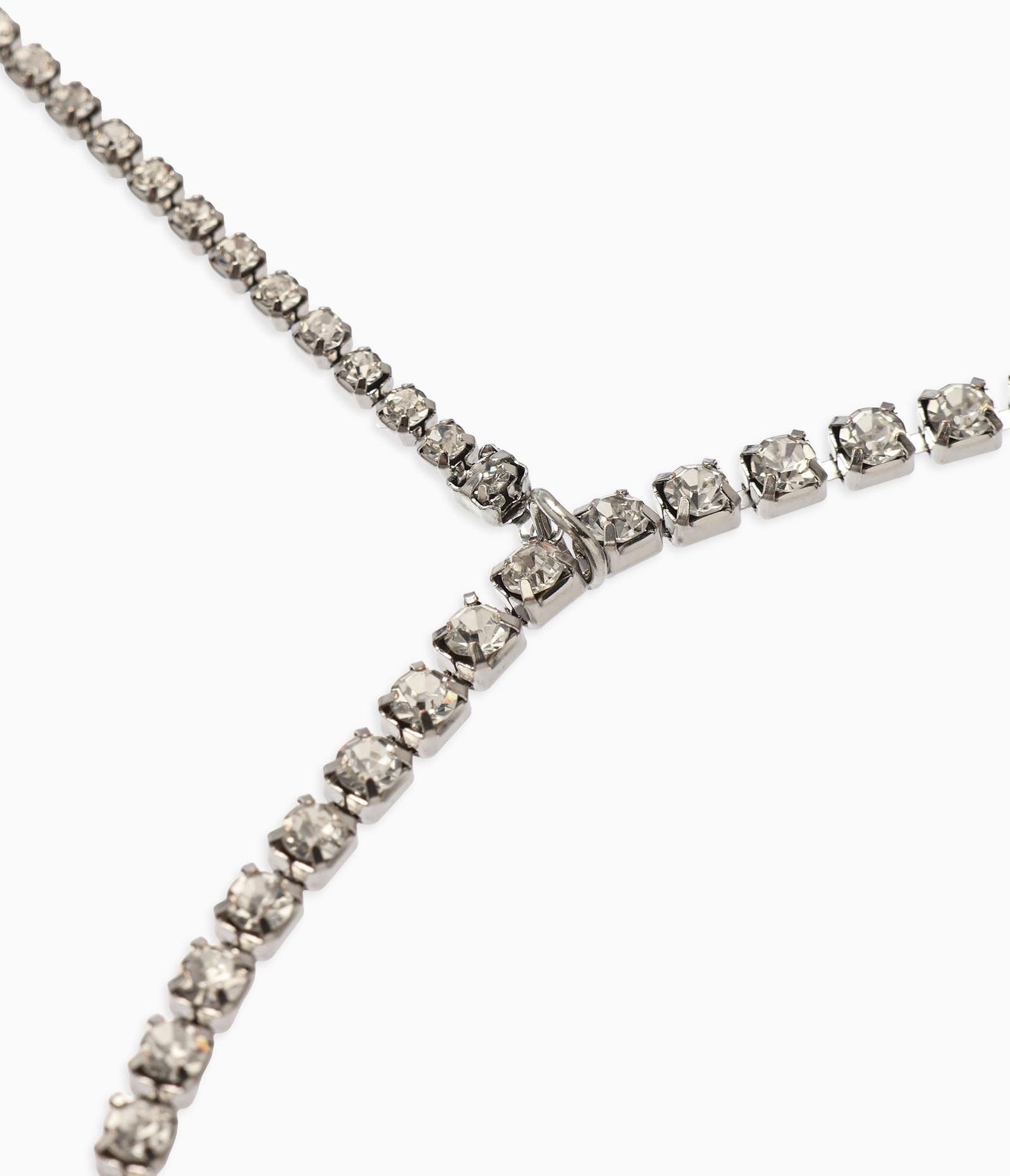 Бодичейн на бедро со стразами, белая в серебре