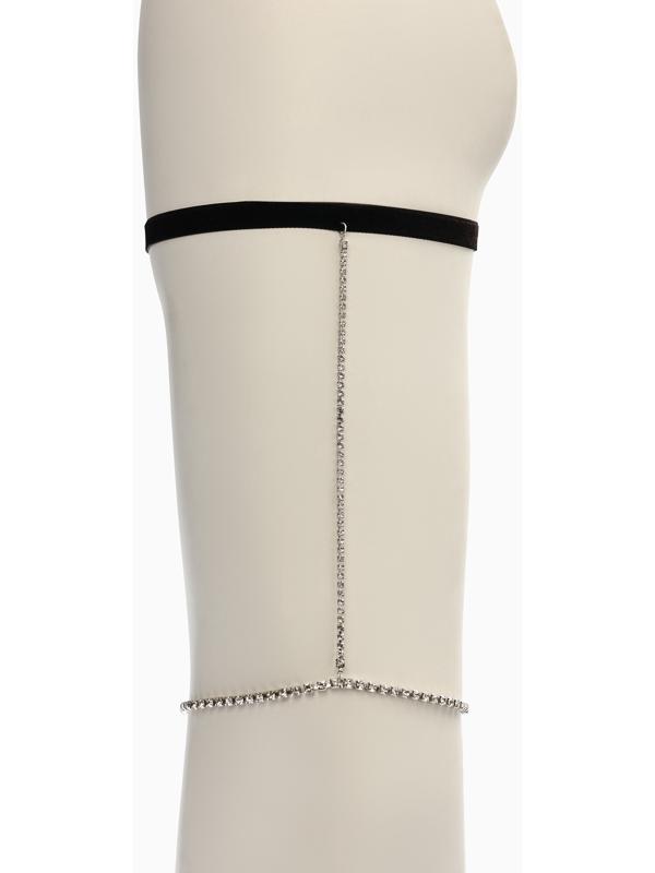Бодичейн на бедро со стразами, белая в серебре