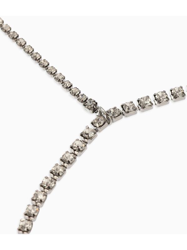 Бодичейн на бедро со стразами, белая в серебре