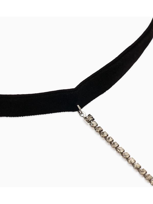 Бодичейн на бедро со стразами, белая в серебре