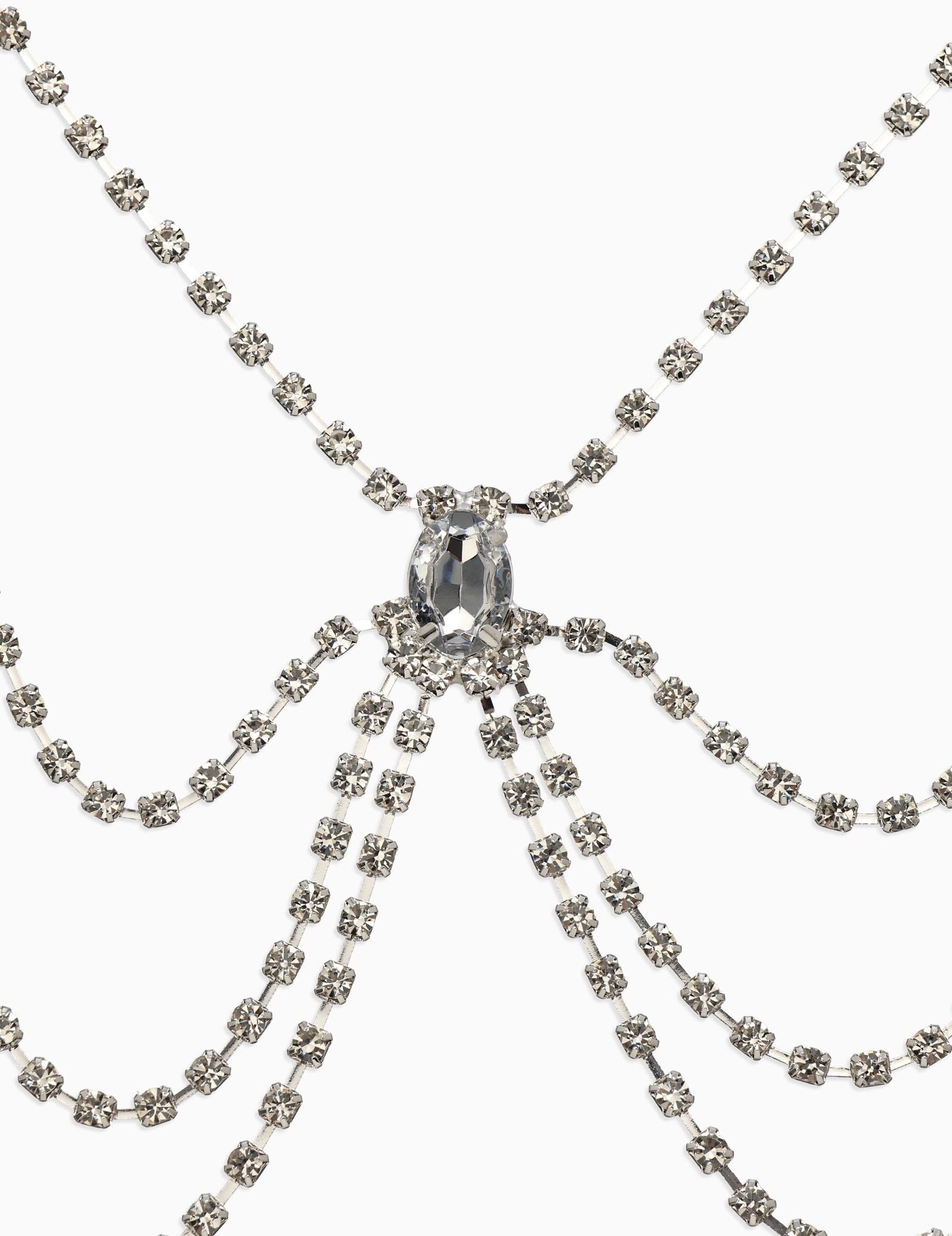 Бодичейн на бедро со стразами «Шахерезада», белая в серебре